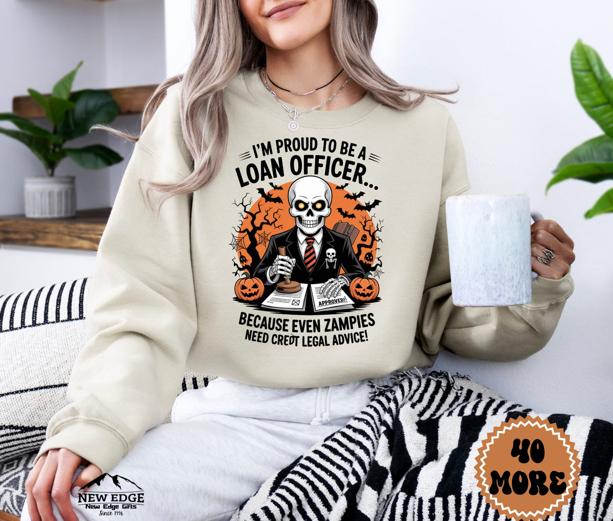 Unisex Halloween Loan Officer Sweatshirt – “I’m Proud to be a Loan Officer… Because Even Zombies Need Credit Approval!” Funny Profession Crewneck
