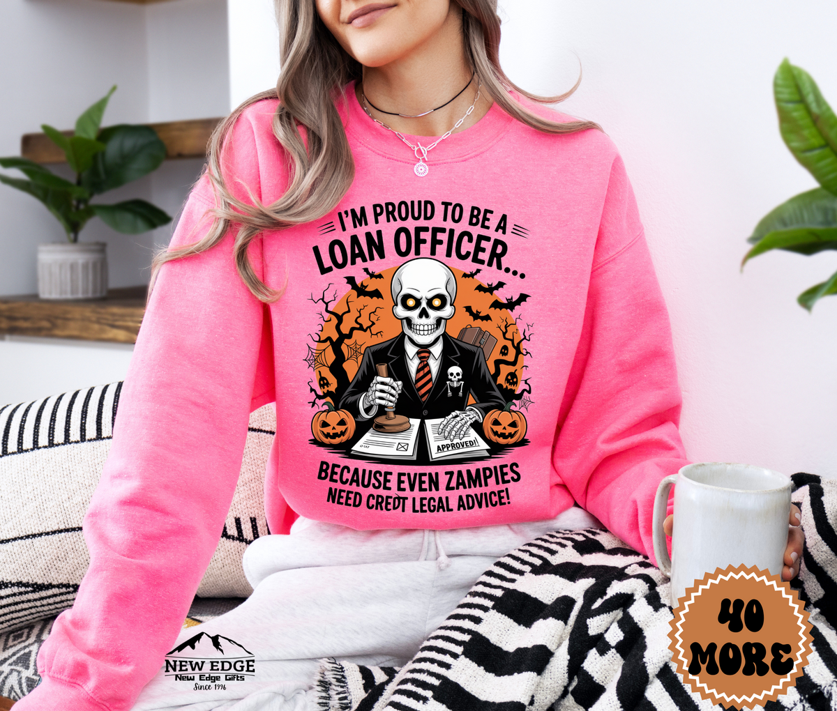 Unisex Halloween Loan Officer Sweatshirt – “I’m Proud to be a Loan Officer… Because Even Zombies Need Credit Approval!” Funny Profession Crewneck