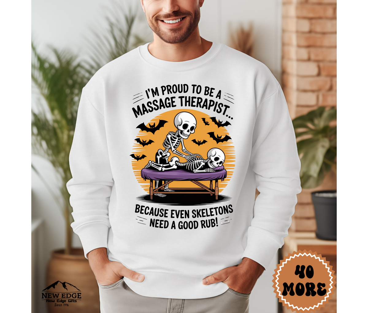 Unisex Halloween Massage Therapist Sweatshirt – “I’m Proud to be a Massage Therapist… Because Even Monsters Need to Relax!” Funny Profession Crewneck