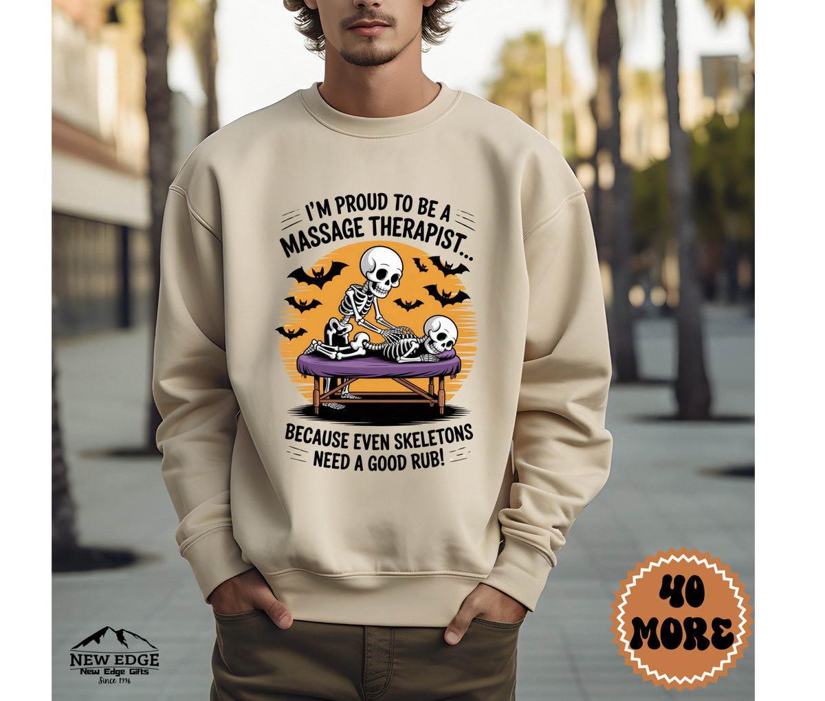Unisex Halloween Massage Therapist Sweatshirt – “I’m Proud to be a Massage Therapist… Because Even Monsters Need to Relax!” Funny Profession Crewneck