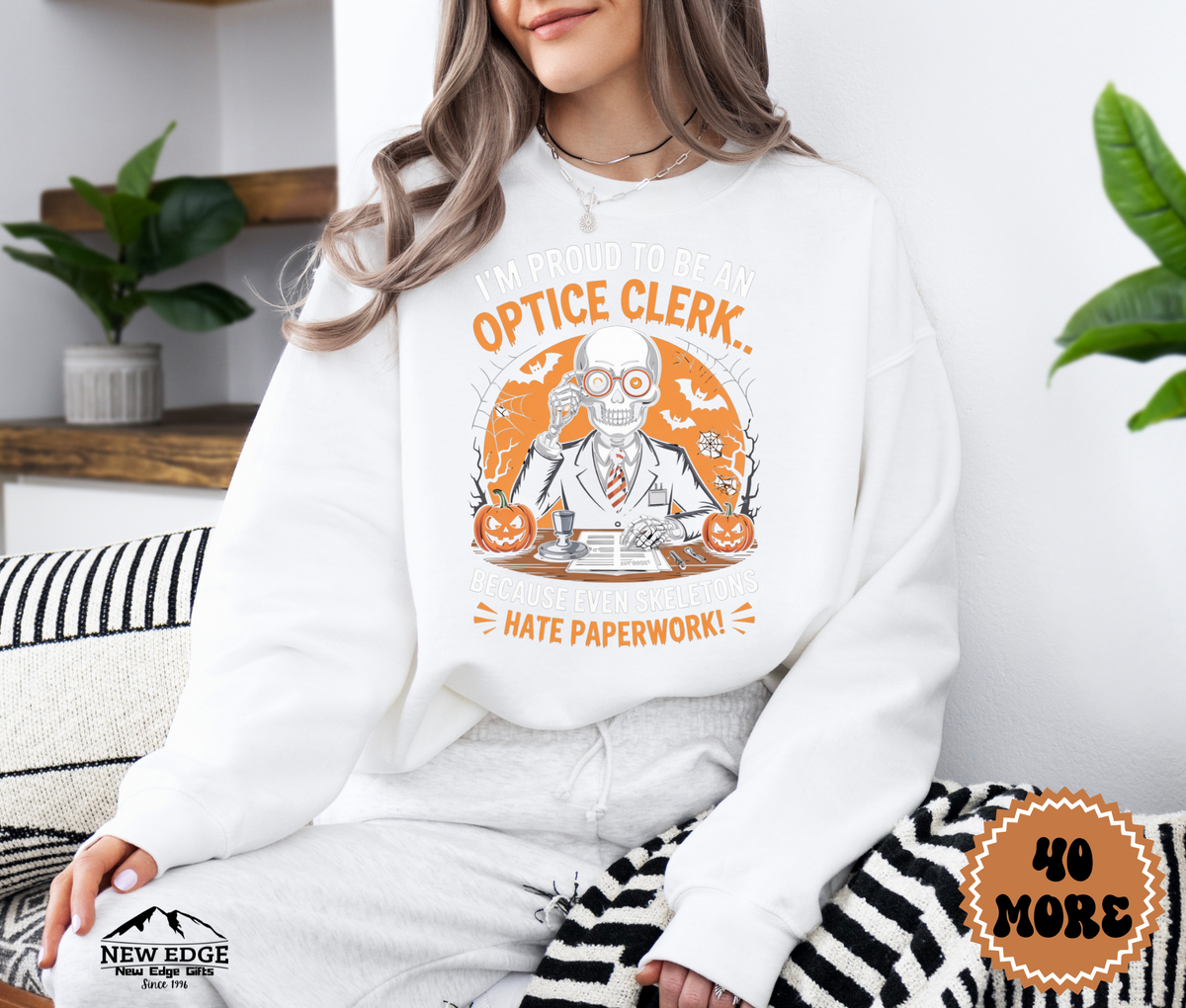 Unisex Halloween Optician Sweatshirt – “I’m Proud to be an Optician… Because Even Ghosts Need New Specs” Funny Profession Crewneck
