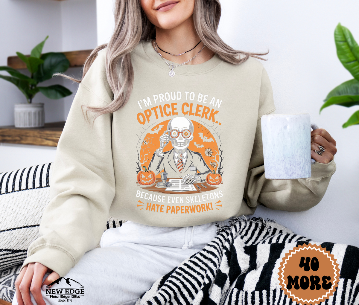 Unisex Halloween Optician Sweatshirt – “I’m Proud to be an Optician… Because Even Ghosts Need New Specs” Funny Profession Crewneck