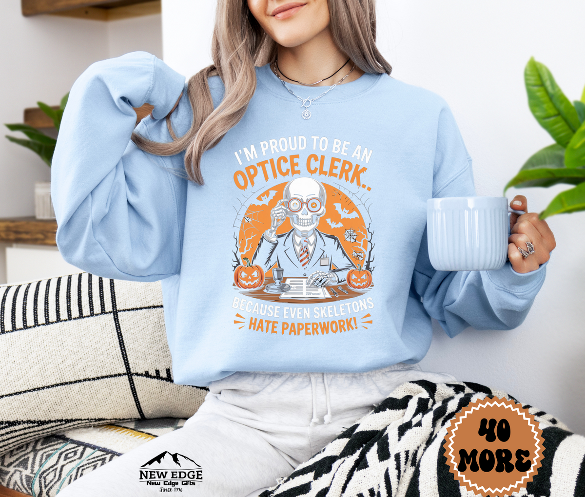 Unisex Halloween Optician Sweatshirt – “I’m Proud to be an Optician… Because Even Ghosts Need New Specs” Funny Profession Crewneck