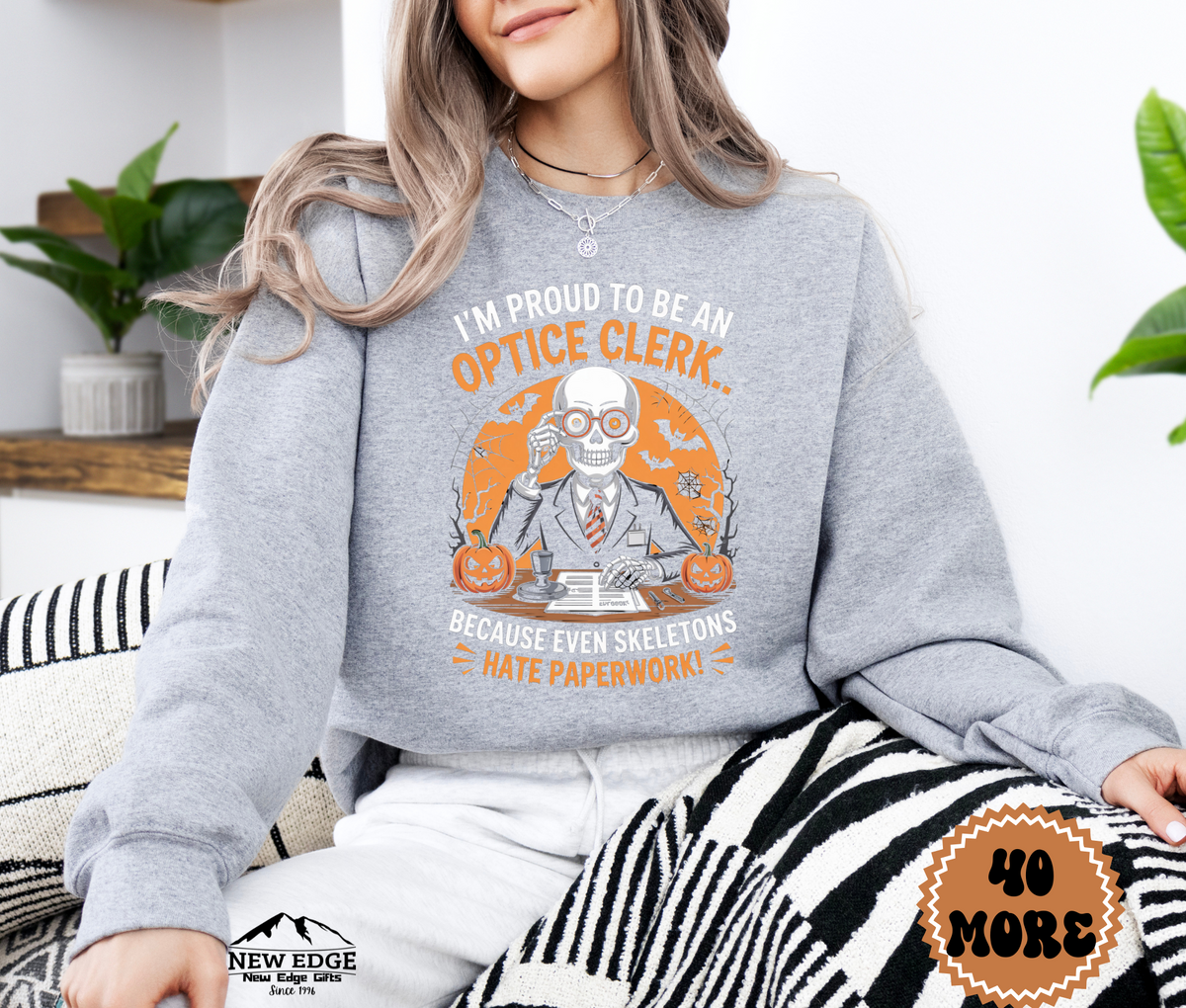 Unisex Halloween Optician Sweatshirt – “I’m Proud to be an Optician… Because Even Ghosts Need New Specs” Funny Profession Crewneck