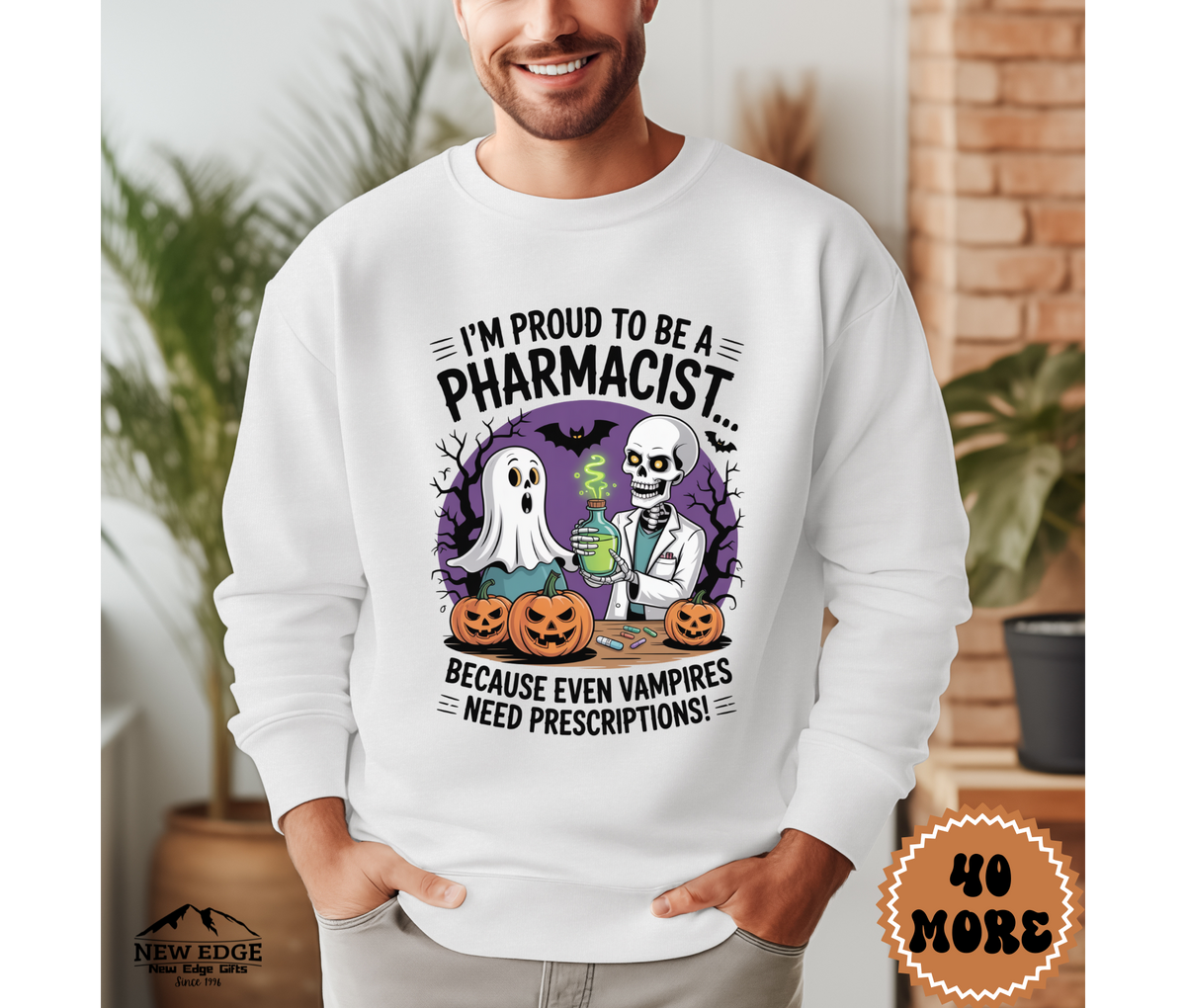 Unisex Halloween Sweatshirt - "I’m Proud to be a Pharmacist… Because Even Vampires Need Prescriptions!"