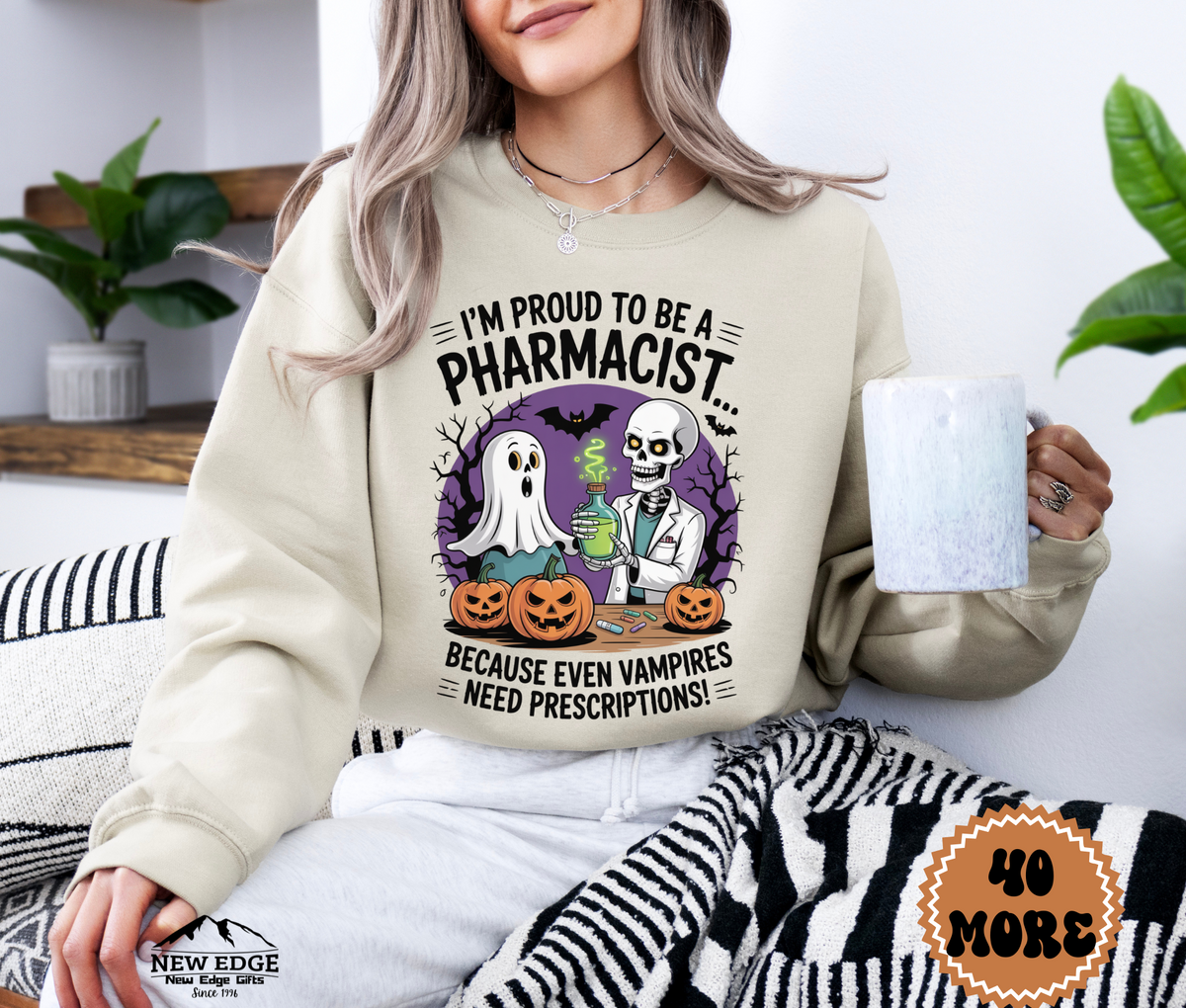 Unisex Halloween Sweatshirt - "I’m Proud to be a Pharmacist… Because Even Vampires Need Prescriptions!"