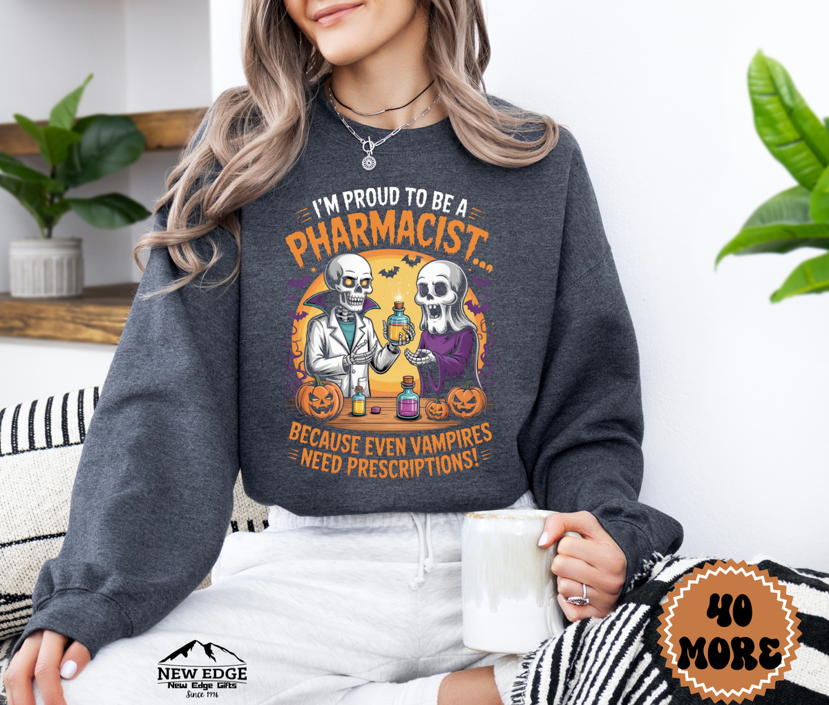 Unisex Halloween Sweatshirt - "I’m Proud to be a Pharmacist… Because Even Vampires Need Prescriptions!"