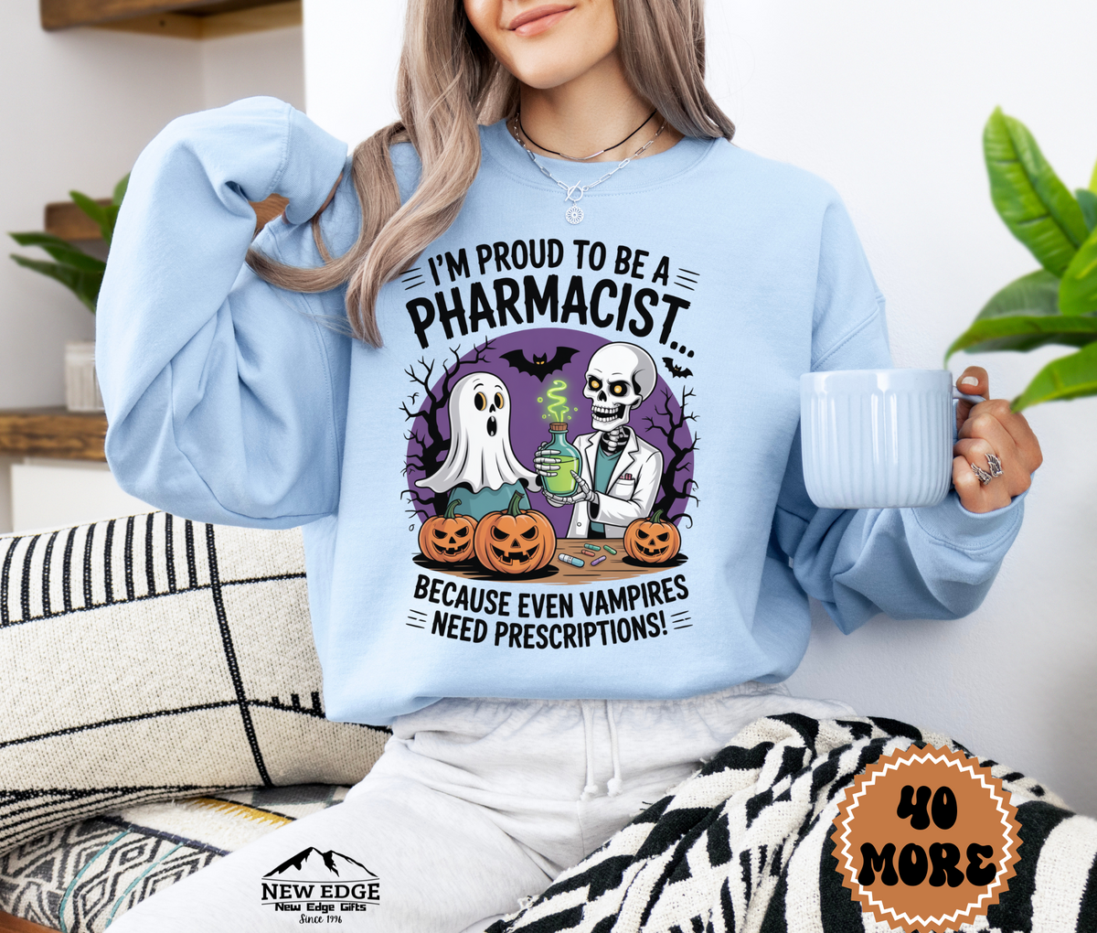 Unisex Halloween Sweatshirt - "I’m Proud to be a Pharmacist… Because Even Vampires Need Prescriptions!"