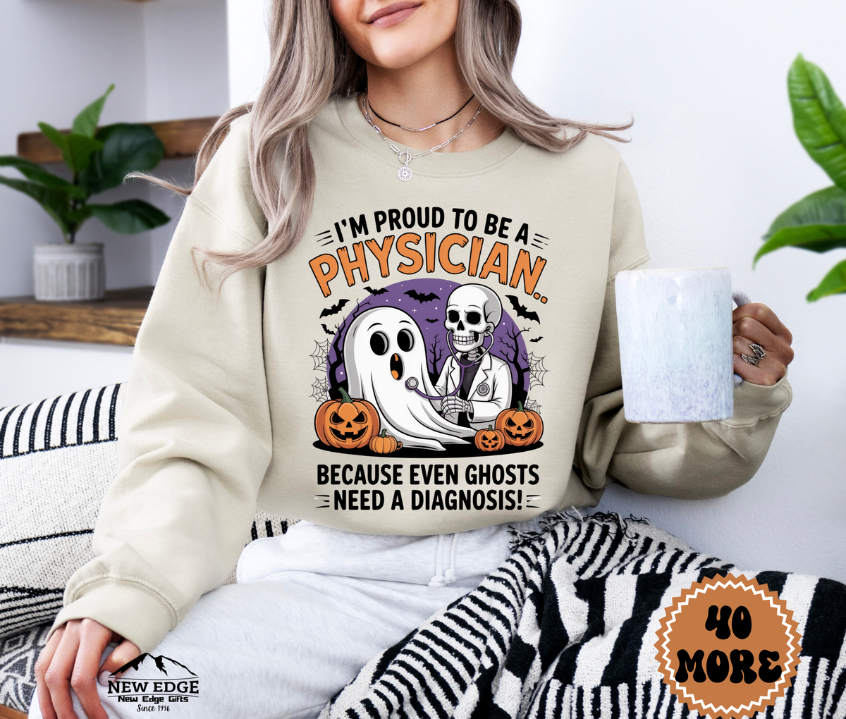 Unisex Halloween Sweatshirt - "I’m Proud to be a Physician… Because Even Ghosts Need a Diagnosis!"