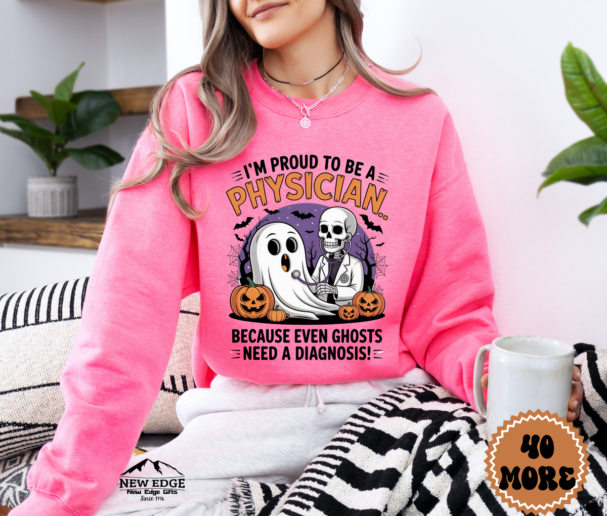 Unisex Halloween Sweatshirt - "I’m Proud to be a Physician… Because Even Ghosts Need a Diagnosis!"