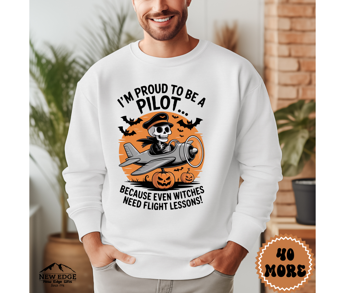 Unisex Halloween Sweatshirt - "I’m Proud to be a Pilot… Because Even Witches Need Flight Lessons!"