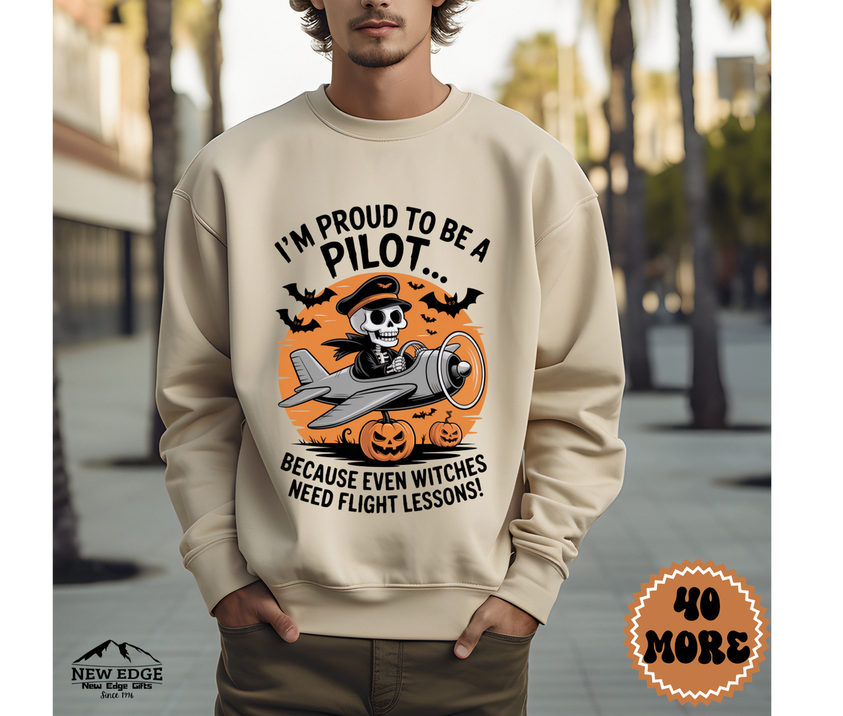 Unisex Halloween Sweatshirt - "I’m Proud to be a Pilot… Because Even Witches Need Flight Lessons!"