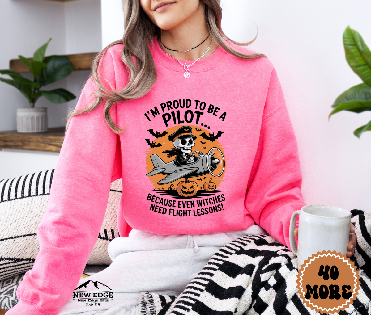 Unisex Halloween Sweatshirt - "I’m Proud to be a Pilot… Because Even Witches Need Flight Lessons!"