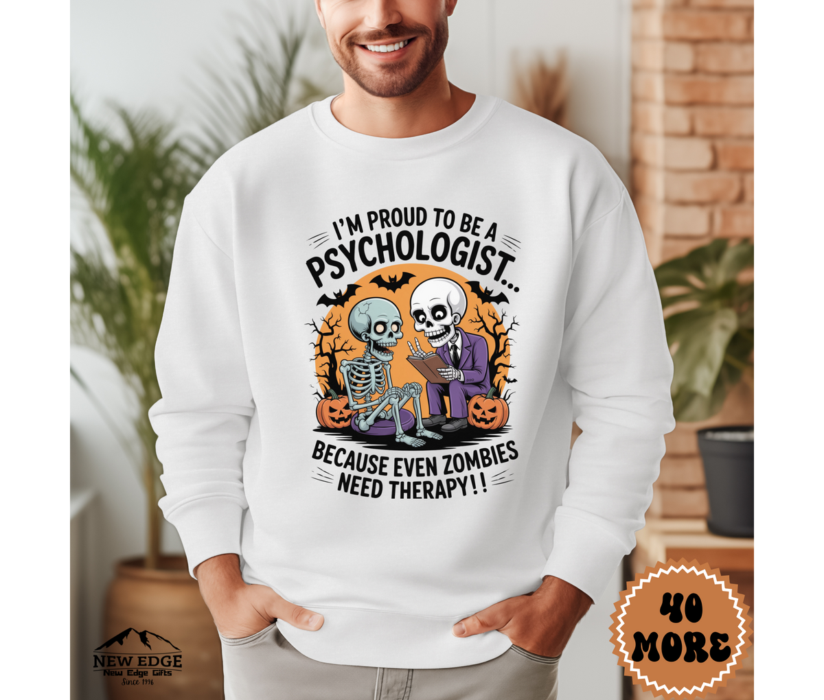 Unisex Halloween Sweatshirt - "I’m Proud to be a Psychologist… Because Even Zombies Need Therapy!"