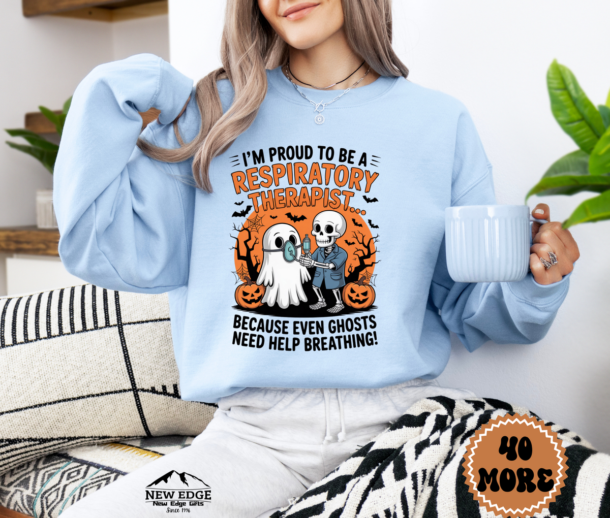 Unisex Halloween Sweatshirt - "I’m Proud to be a Respiratory Therapist… Because Even Ghosts Need Help Breathing!"