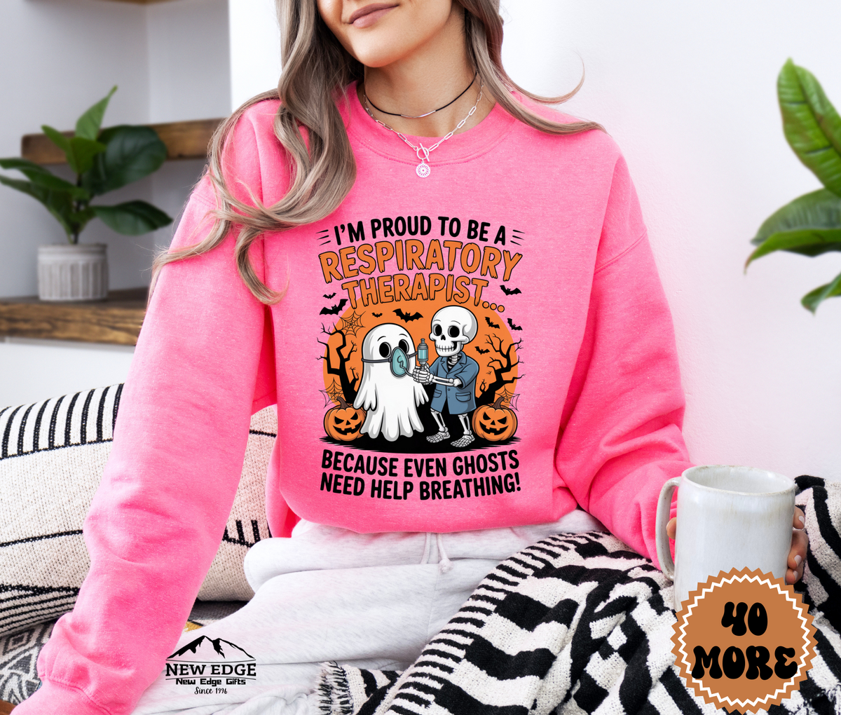 Unisex Halloween Sweatshirt - "I’m Proud to be a Respiratory Therapist… Because Even Ghosts Need Help Breathing!"