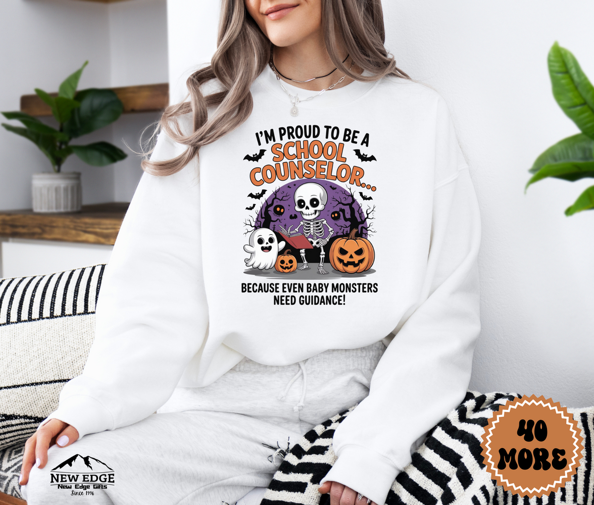 Unisex Halloween Sweatshirt - "I’m Proud to be a School Counselor… Because Even Baby Monsters Need Guidance!"