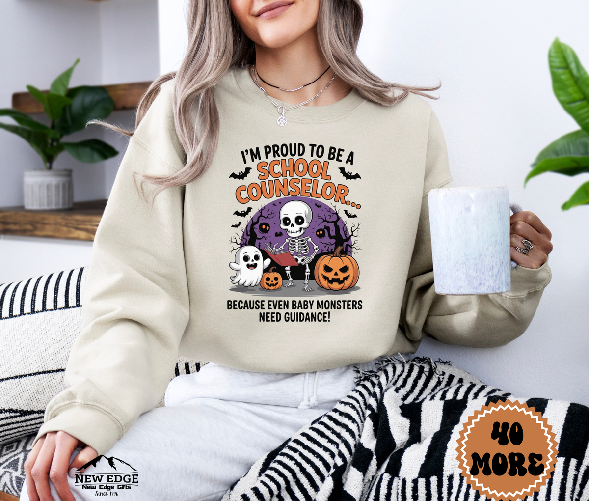 Unisex Halloween Sweatshirt - "I’m Proud to be a School Counselor… Because Even Baby Monsters Need Guidance!"