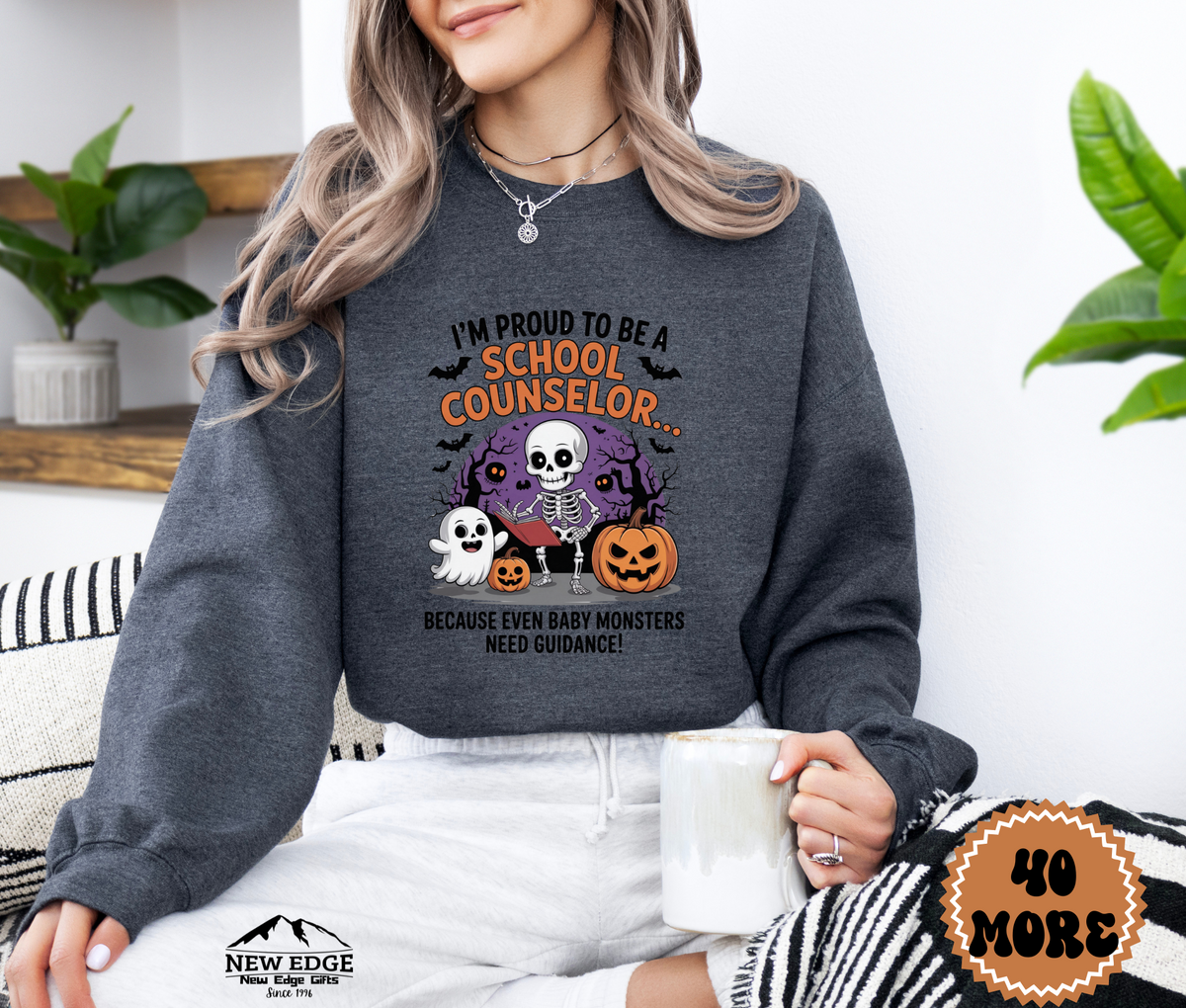 Unisex Halloween Sweatshirt - "I’m Proud to be a School Counselor… Because Even Baby Monsters Need Guidance!"
