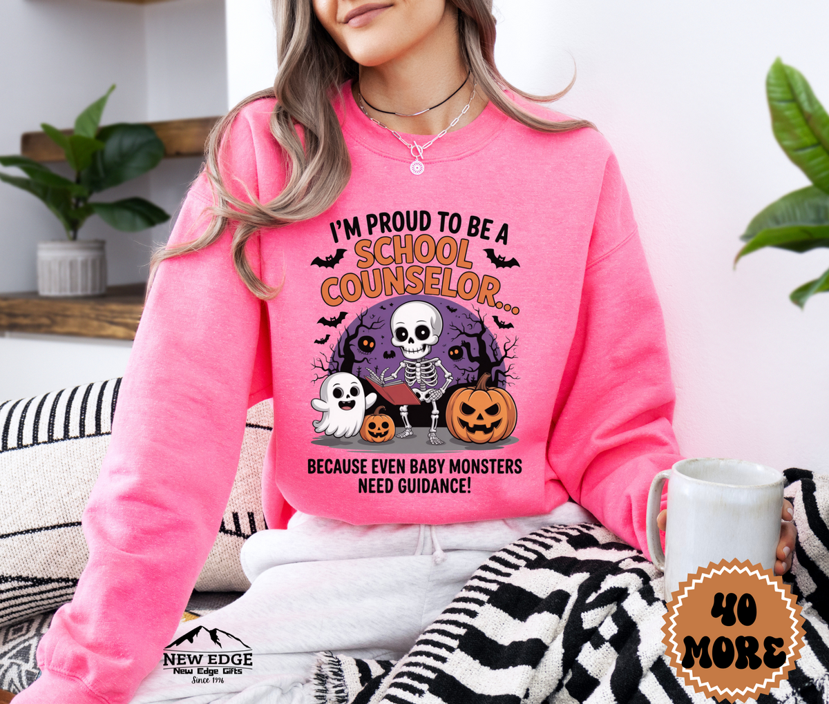 Unisex Halloween Sweatshirt - "I’m Proud to be a School Counselor… Because Even Baby Monsters Need Guidance!"