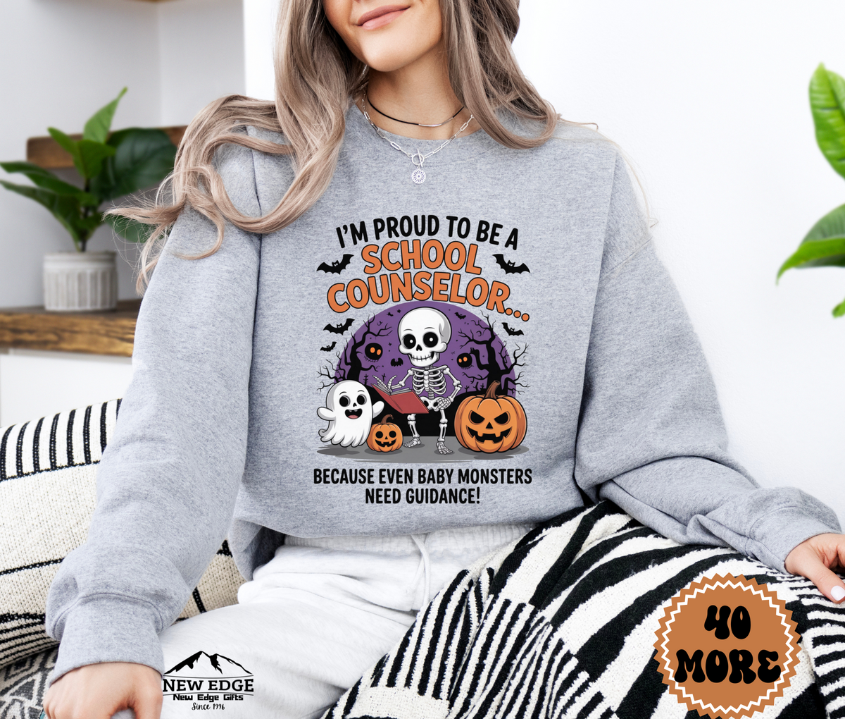 Unisex Halloween Sweatshirt - "I’m Proud to be a School Counselor… Because Even Baby Monsters Need Guidance!"