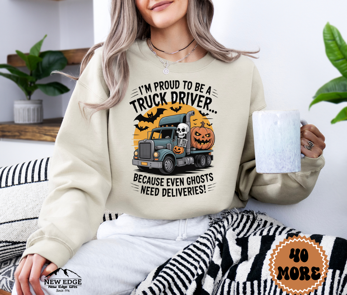 Proud to Be a Truck Driver Halloween Sweatshirt – “Because Even Ghosts Need Deliveries!” | Unisex Funny Spooky Workwear