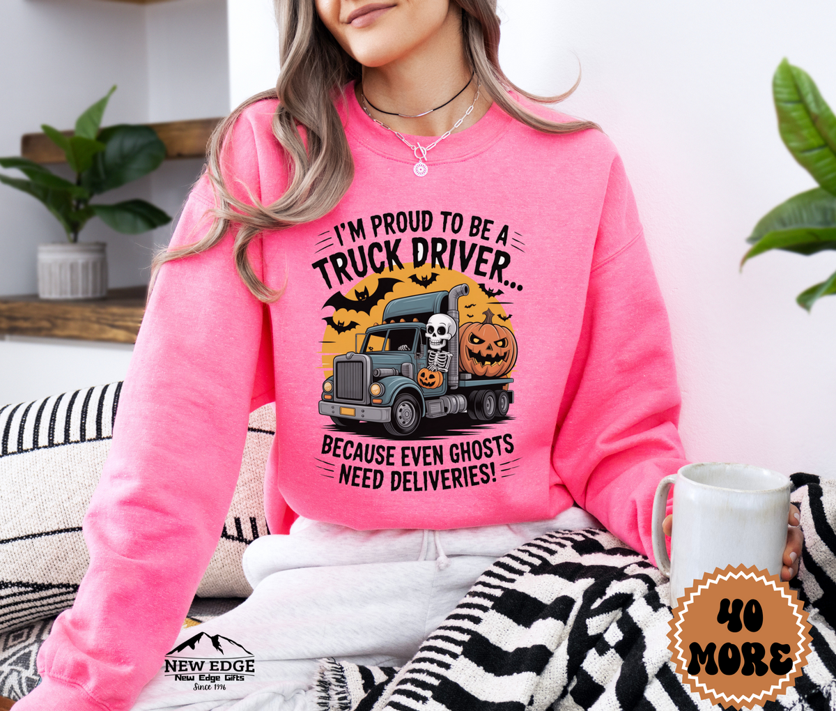 Proud to Be a Truck Driver Halloween Sweatshirt – “Because Even Ghosts Need Deliveries!” | Unisex Funny Spooky Workwear