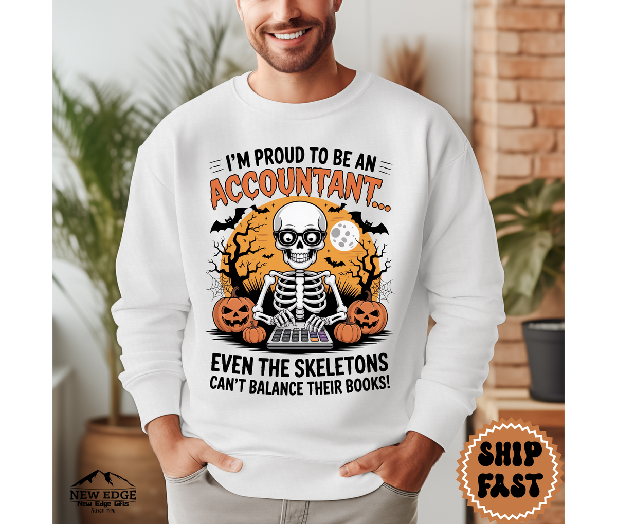 Proud to Be an Accountant Halloween Sweatshirt – “Because Even Skeletons Can’t Balance Their Books” | Unisex Funny Spooky Finance Crewneck