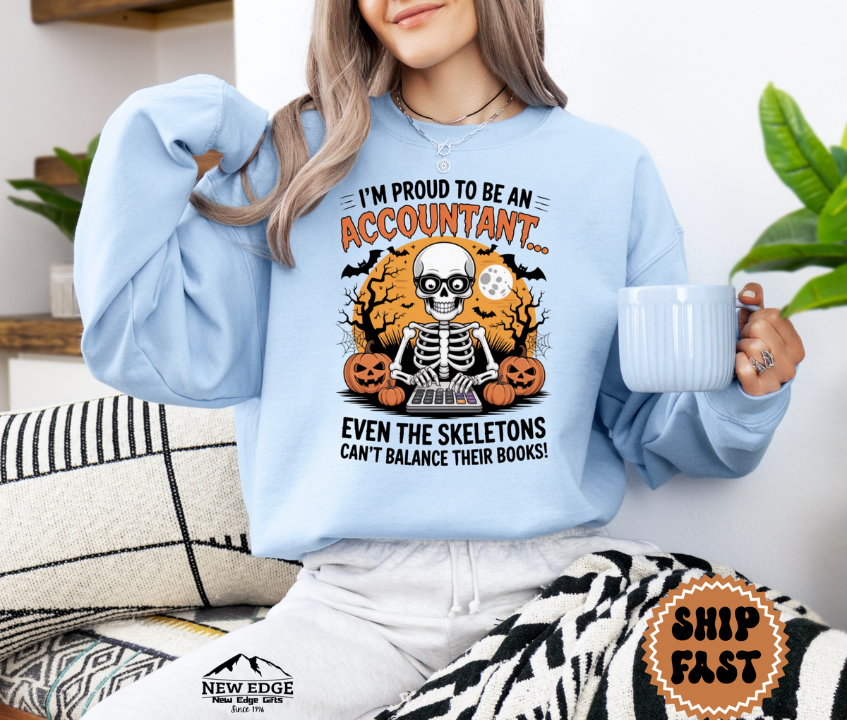 Proud to Be an Accountant Halloween Sweatshirt – “Because Even Skeletons Can’t Balance Their Books” | Unisex Funny Spooky Finance Crewneck