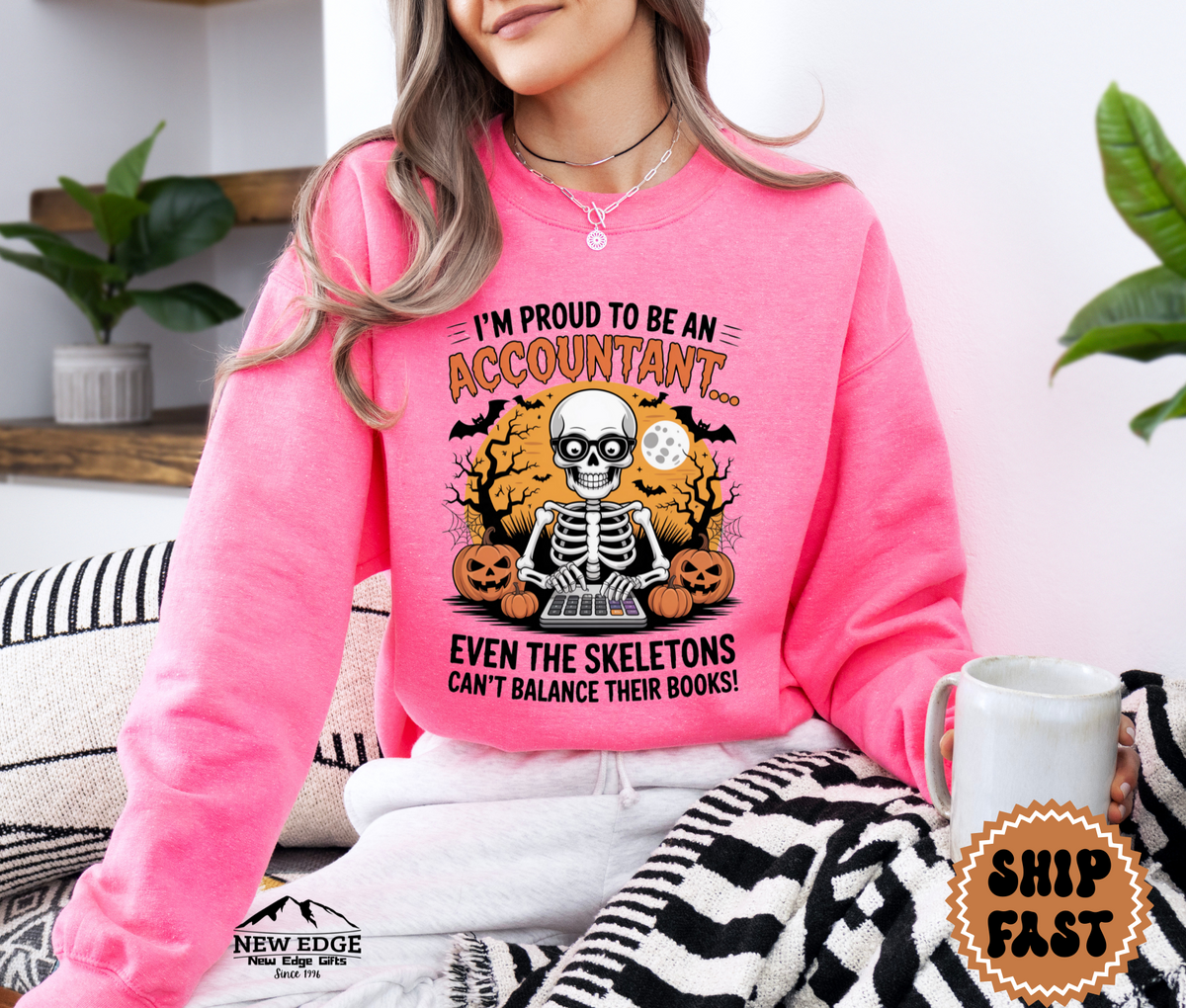 Proud to Be an Accountant Halloween Sweatshirt – “Because Even Skeletons Can’t Balance Their Books” | Unisex Funny Spooky Finance Crewneck