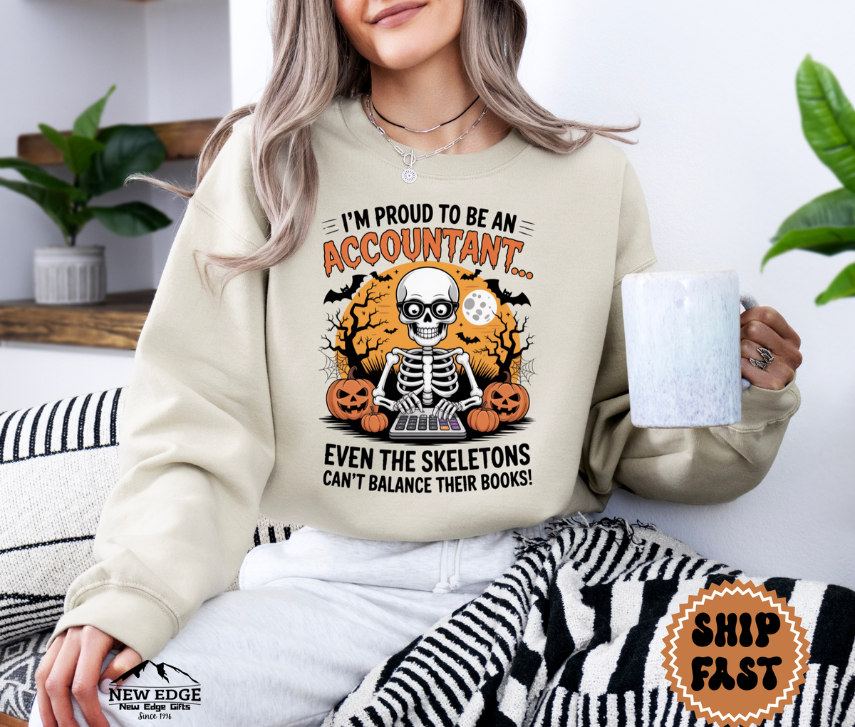 Proud to Be an Accountant Halloween Sweatshirt – “Because Even Skeletons Can’t Balance Their Books” | Unisex Funny Spooky Finance Crewneck