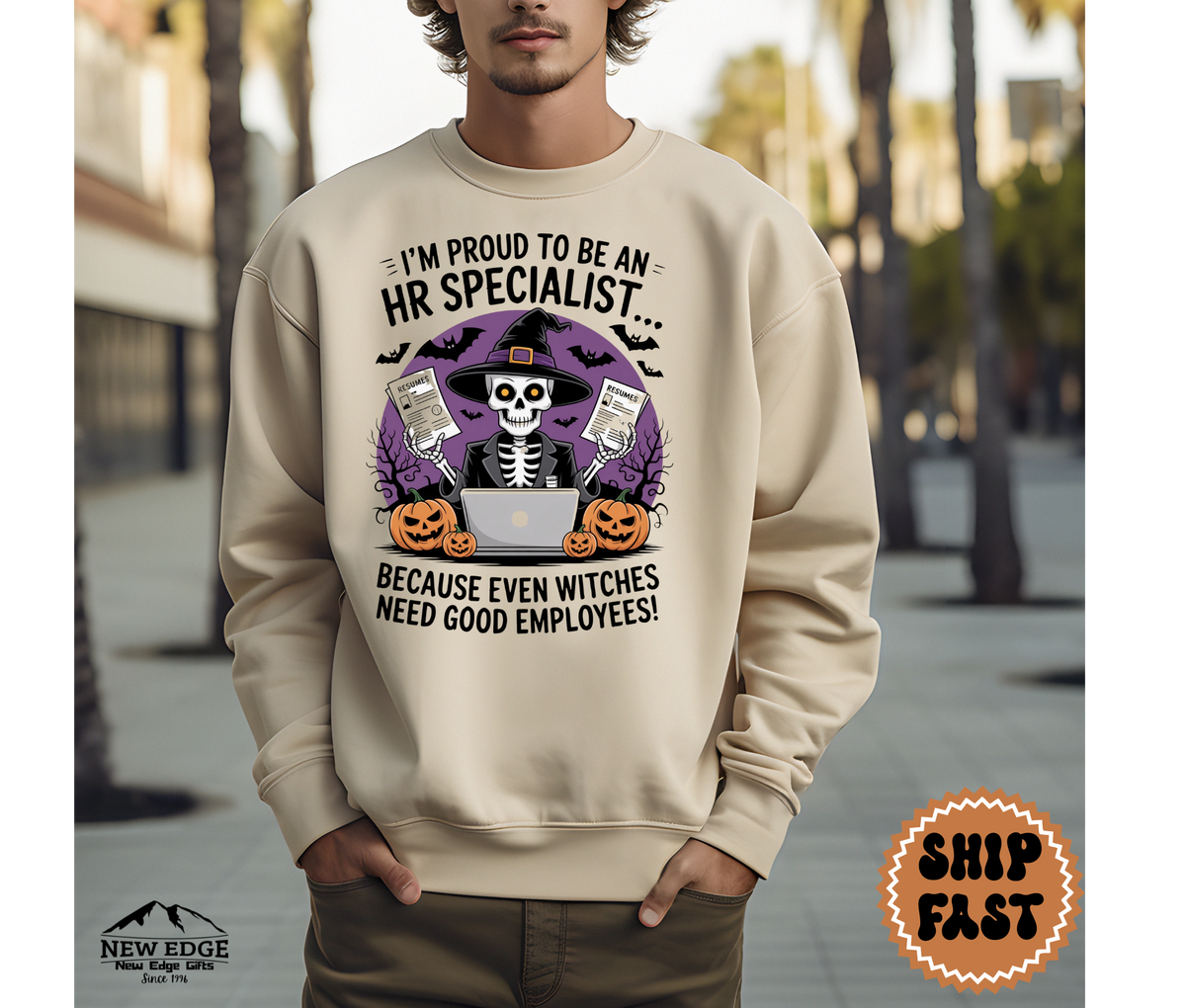 Proud to Be an HR Specialist Halloween Sweatshirt – “Because Even Witches Need Good Employees!” | Unisex Funny Spooky Career Crewneck