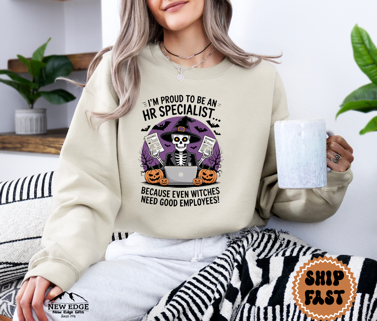 Proud to Be an HR Specialist Halloween Sweatshirt – “Because Even Witches Need Good Employees!” | Unisex Funny Spooky Career Crewneck