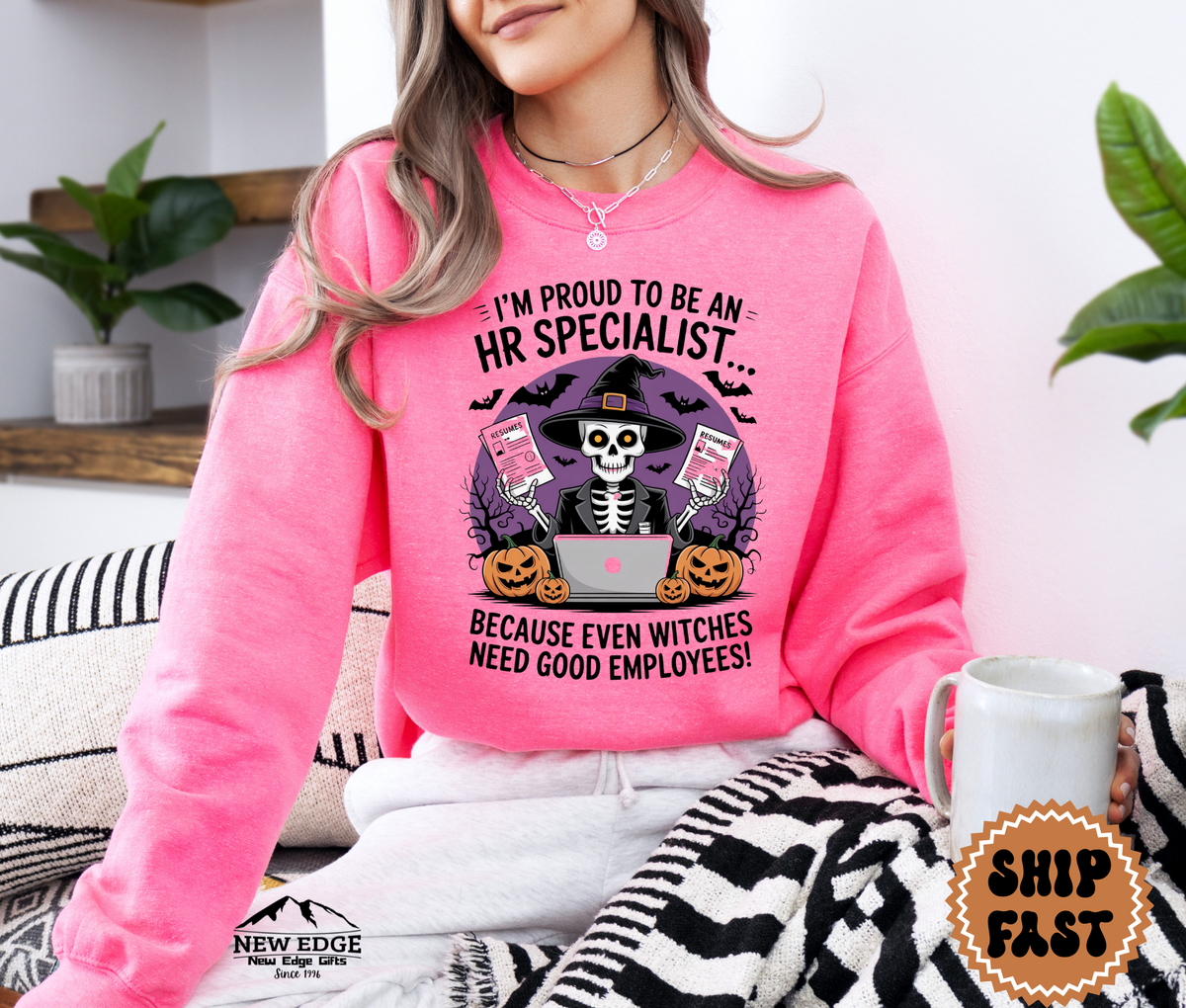 Proud to Be an HR Specialist Halloween Sweatshirt – “Because Even Witches Need Good Employees!” | Unisex Funny Spooky Career Crewneck