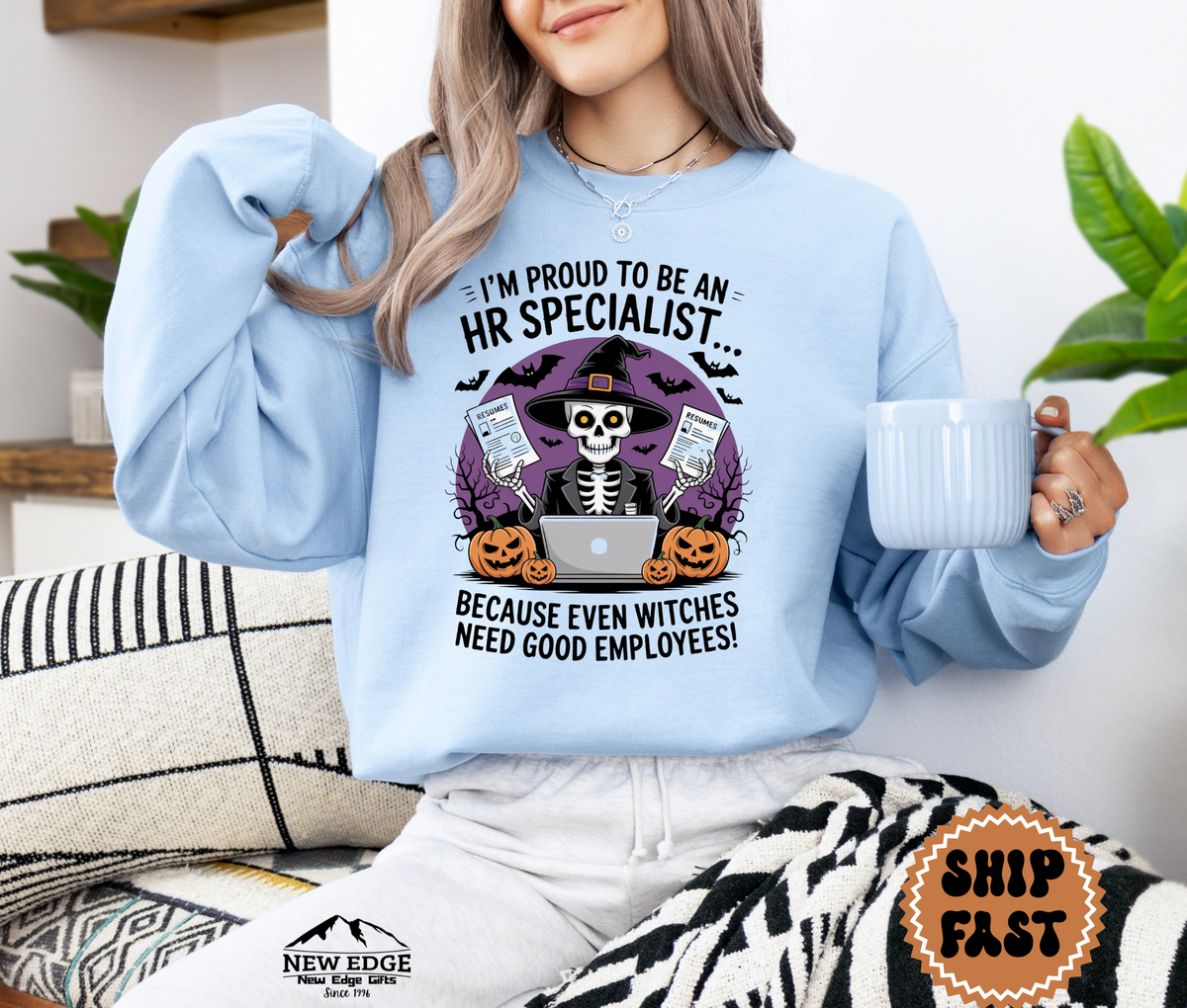 Proud to Be an HR Specialist Halloween Sweatshirt – “Because Even Witches Need Good Employees!” | Unisex Funny Spooky Career Crewneck