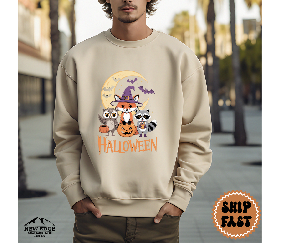 Unisex Animals Friends Halloween Sweatshirt | Spooky Animal Graphic Pullover | Cozy Fall & Halloween Crewneck