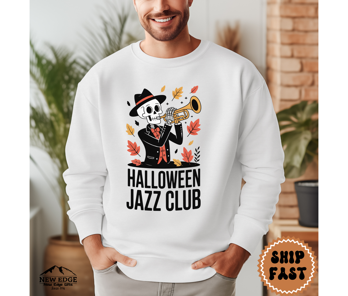Unisex Halloween Jazz Club Sweatshirt | Spooky Music Lover Pullover | Vintage Gothic Fall Crewneck