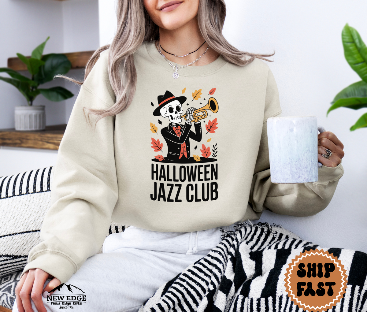 Unisex Halloween Jazz Club Sweatshirt | Spooky Music Lover Pullover | Vintage Gothic Fall Crewneck