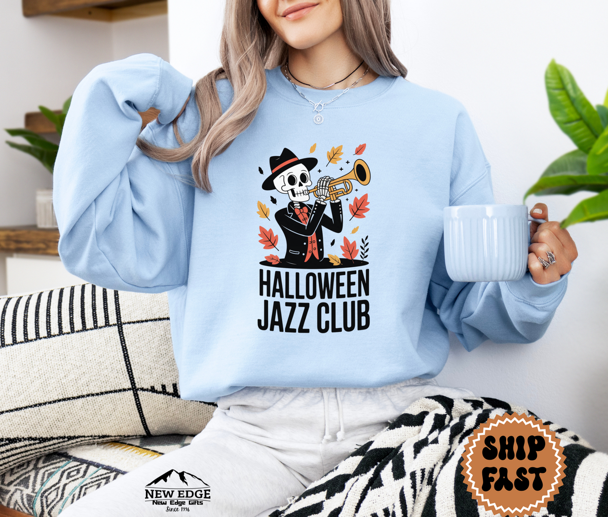 Unisex Halloween Jazz Club Sweatshirt | Spooky Music Lover Pullover | Vintage Gothic Fall Crewneck