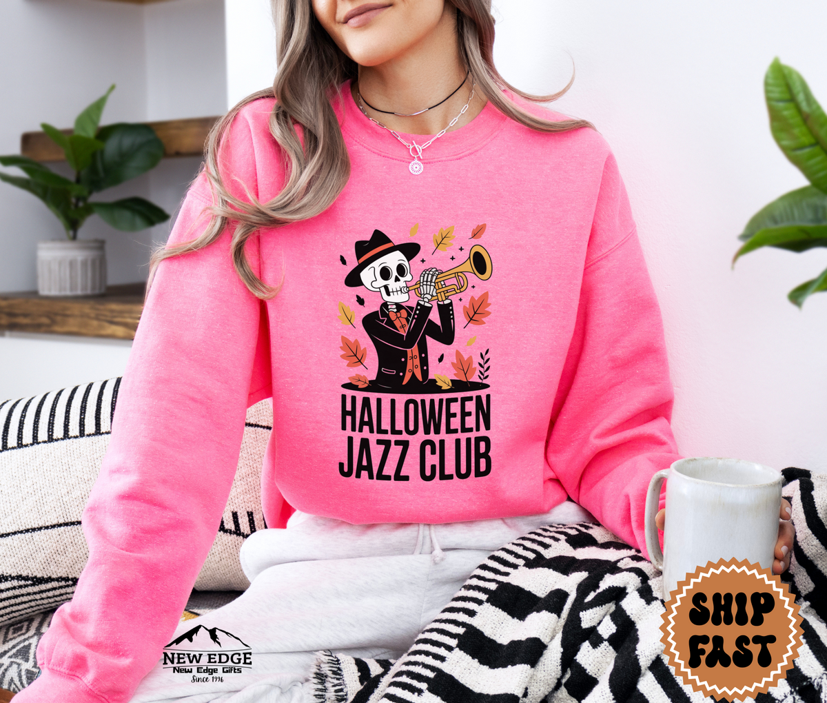 Unisex Halloween Jazz Club Sweatshirt | Spooky Music Lover Pullover | Vintage Gothic Fall Crewneck