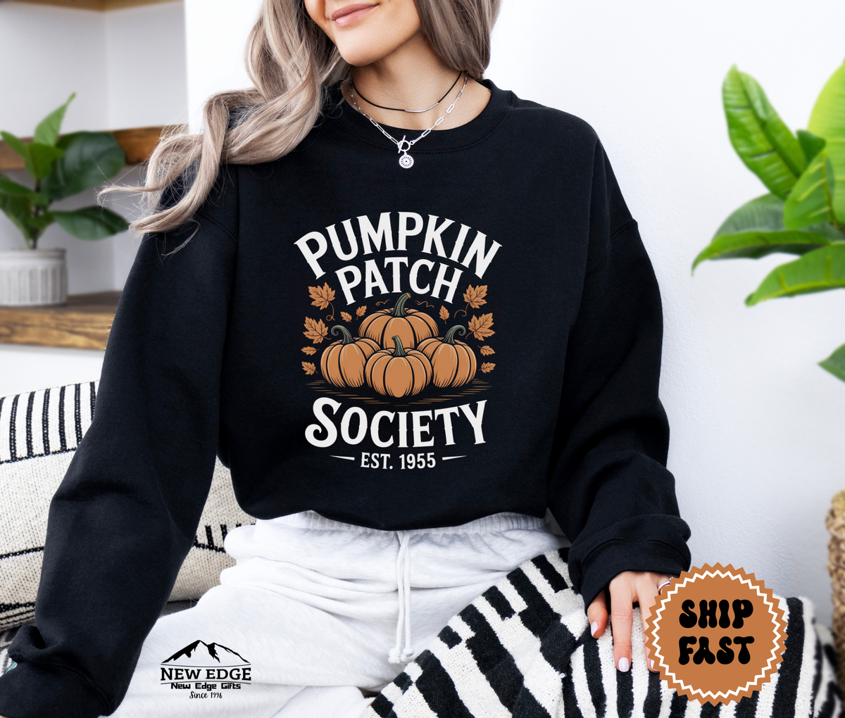 Unisex Pumpkin Patch Society Halloween Sweatshirt – Cozy Fall Harvest Autumn Pullover