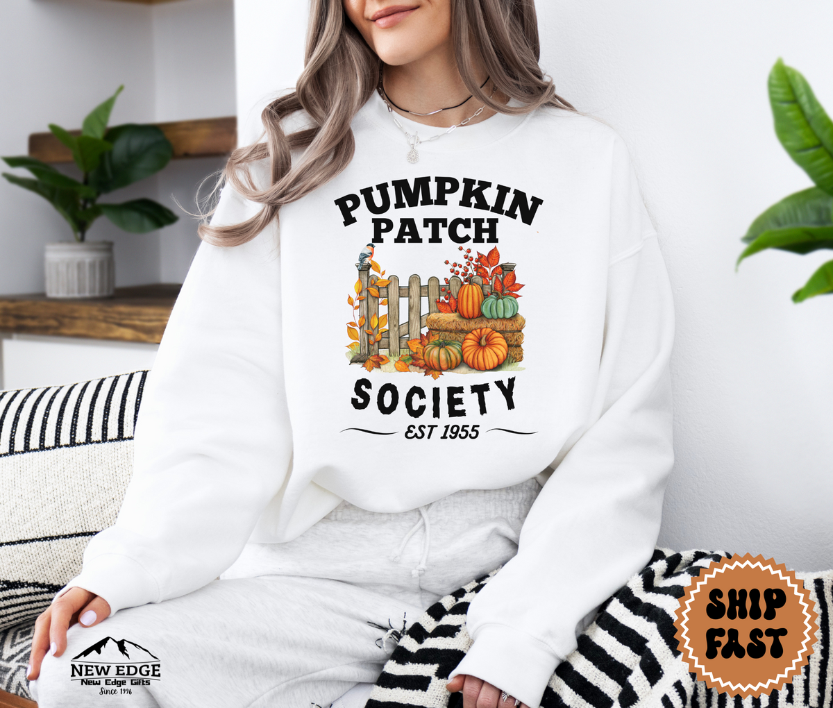 Unisex Pumpkin Patch Society Halloween Sweatshirt – Cozy Autumn Harvest Fall Pullover