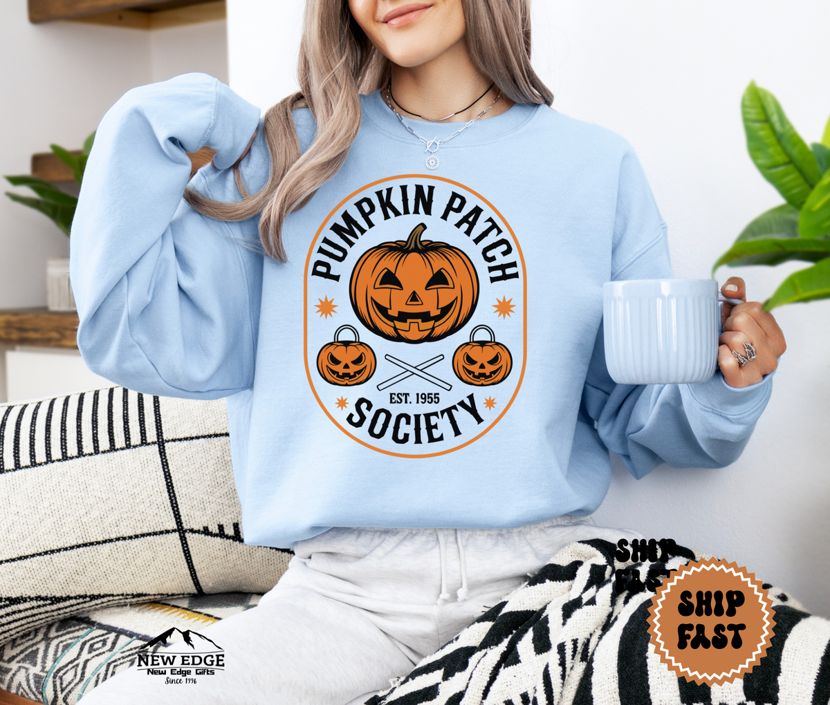 Unisex Circular Pumpkin Patch Society Halloween Sweatshirt – Vintage Jack-O’-Lantern Cozy Fall Pullover