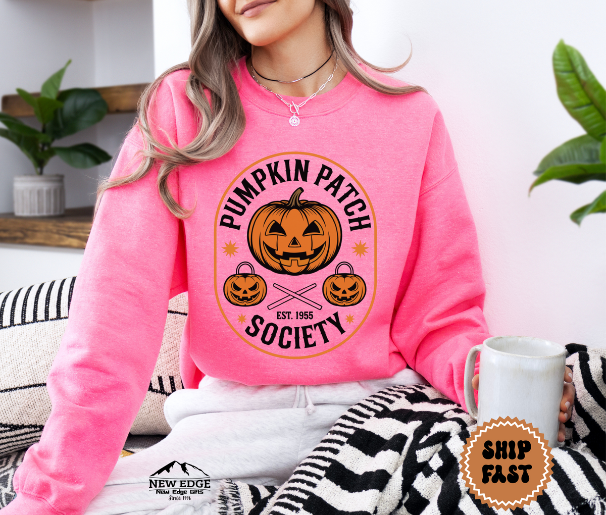 Unisex Circular Pumpkin Patch Society Halloween Sweatshirt – Vintage Jack-O’-Lantern Cozy Fall Pullover