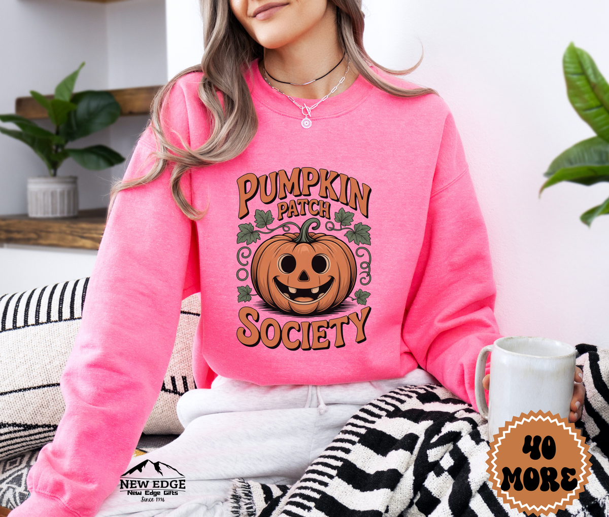 Unisex Pumpkin Face Patch Society Halloween Sweatshirt – Vintage Jack-O’-Lantern Cozy Fall Pullover