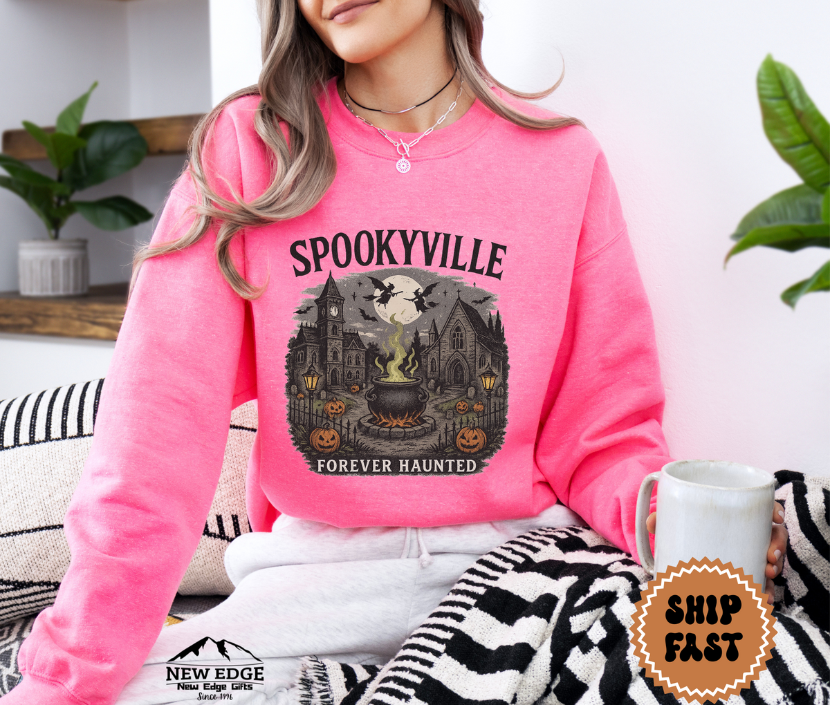 Unisex Spookyville Halloween Sweatshirt | Haunted Town Pullover | Cozy Gothic Fall Crewneck