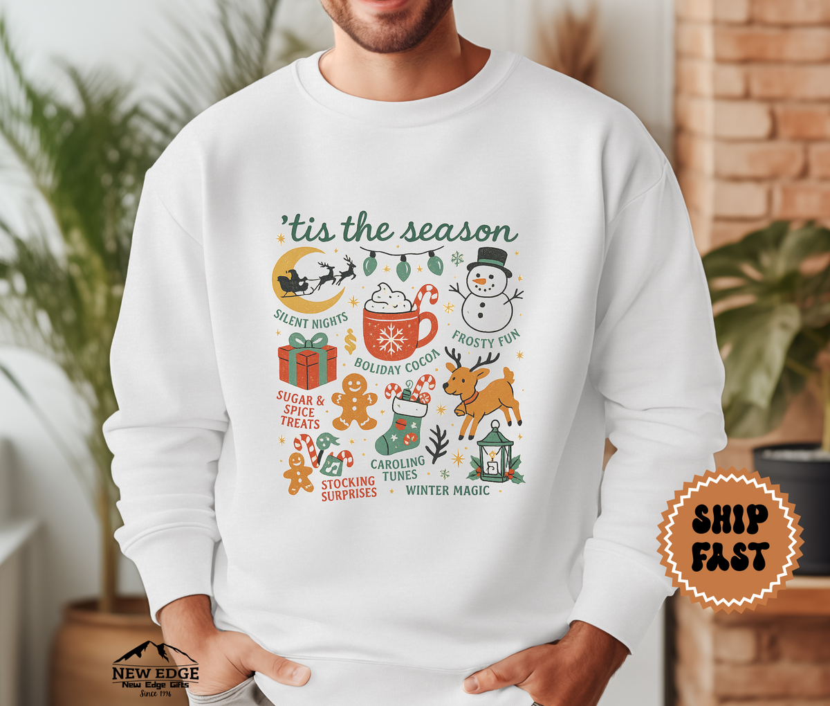 Unisex “’Tis the Season” Christmas Sweatshirt | Cozy Holiday Pullover | Festive Winter Crewneck