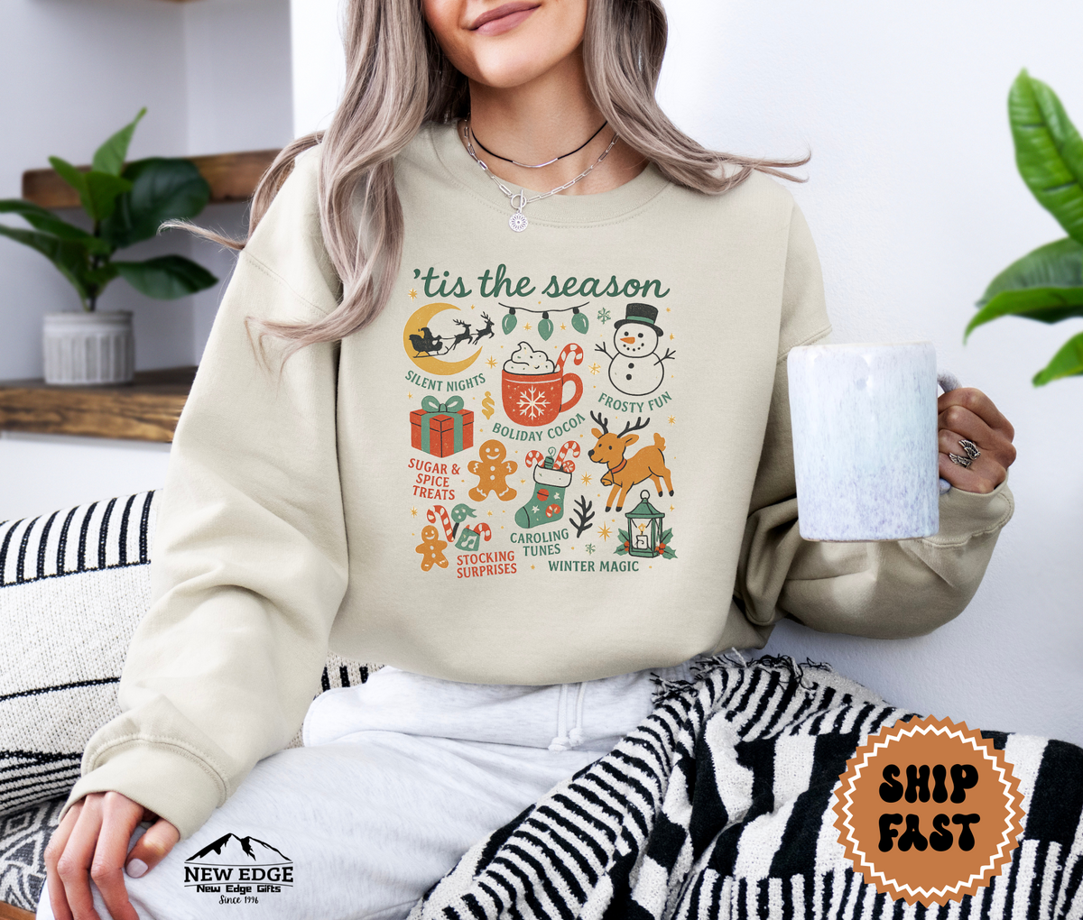Unisex “’Tis the Season” Christmas Sweatshirt | Cozy Holiday Pullover | Festive Winter Crewneck