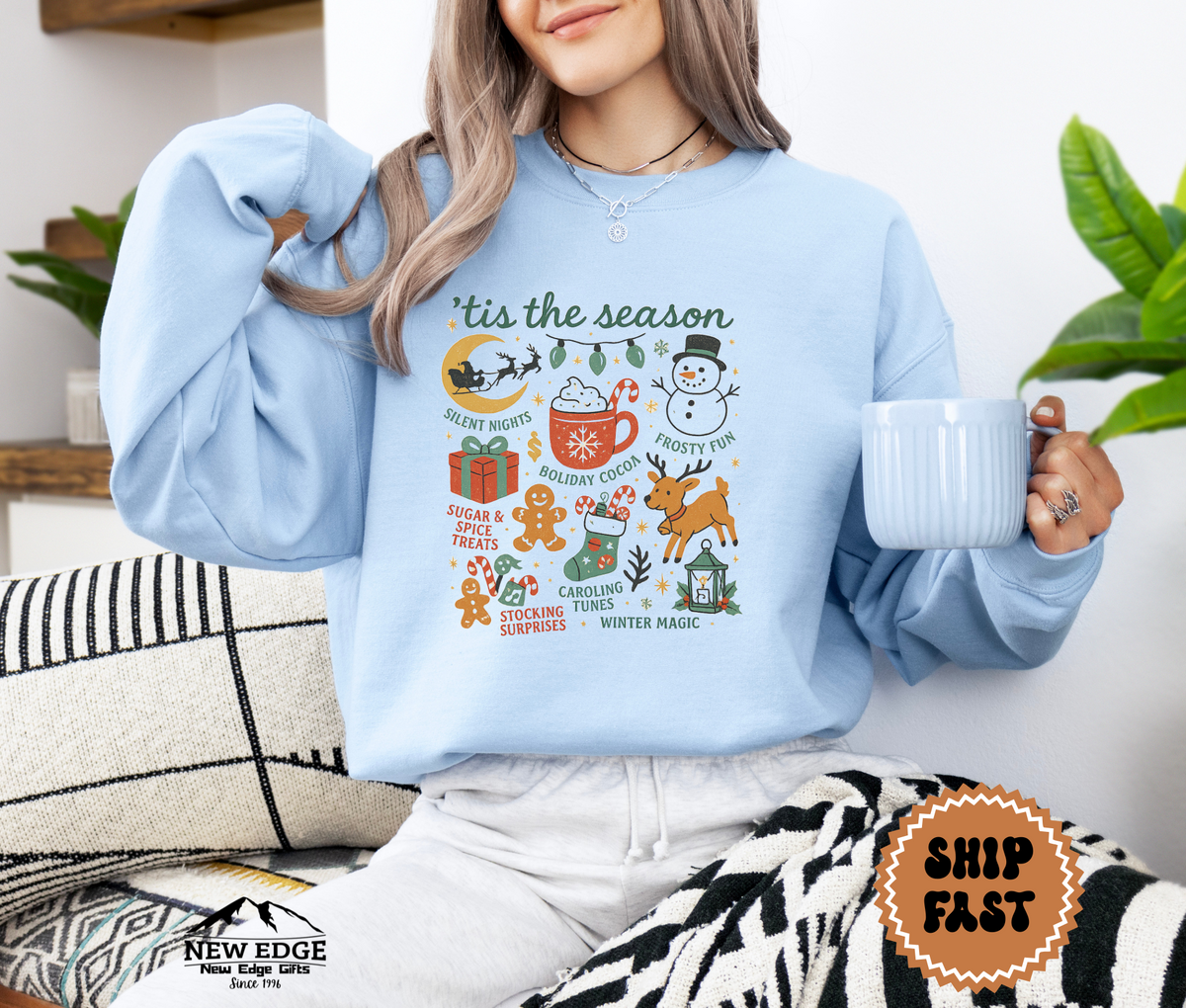 Unisex “’Tis the Season” Christmas Sweatshirt | Cozy Holiday Pullover | Festive Winter Crewneck