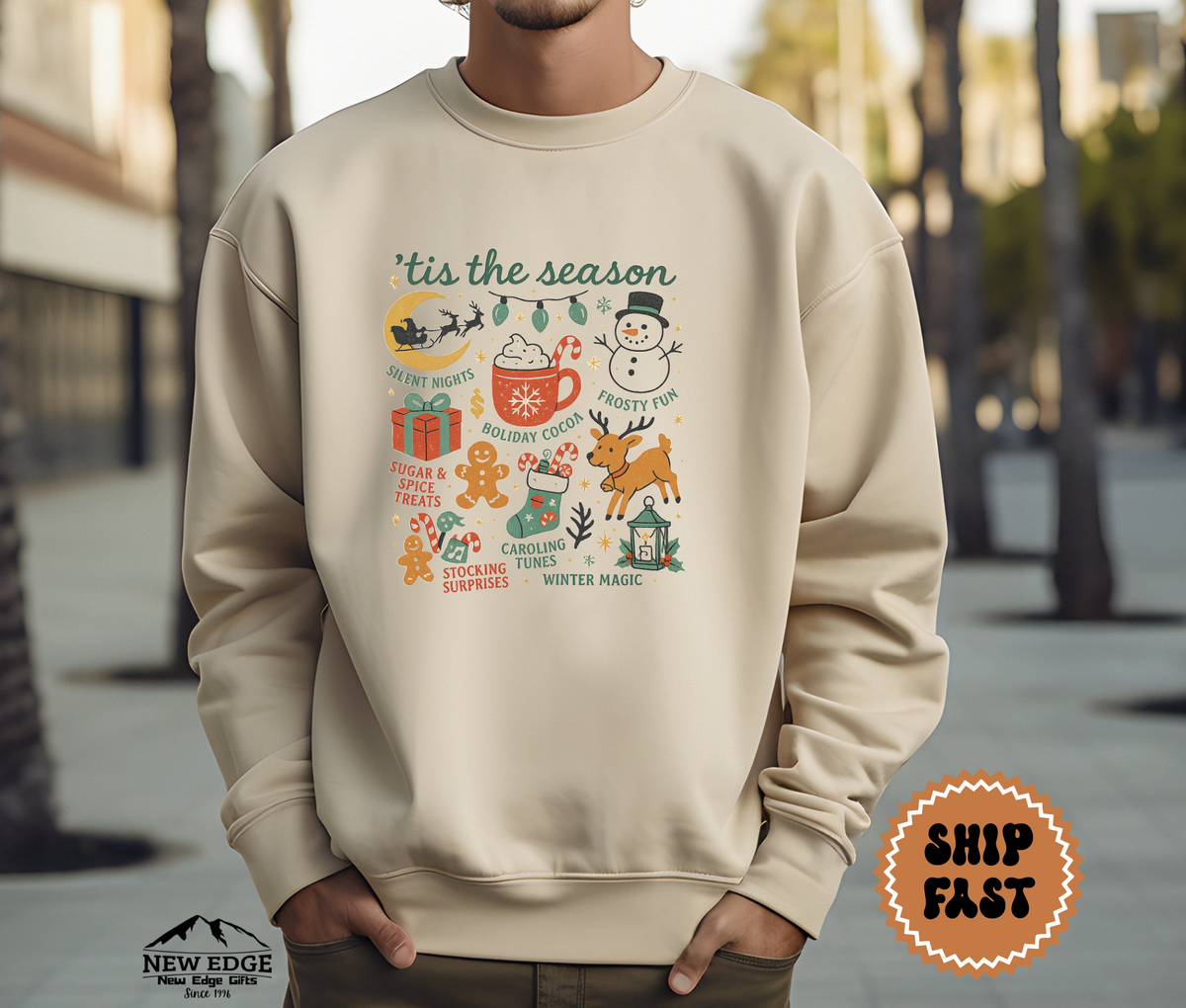 Unisex “’Tis the Season” Christmas Sweatshirt | Cozy Holiday Pullover | Festive Winter Crewneck